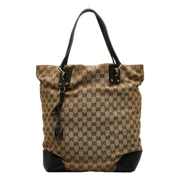 Gucci CS Canvas Tote Shoulder Bag 247236 Beige Black in Very Good Condition