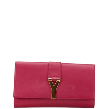 Yves Saint Laurent Y Line Leather Clutch Bag