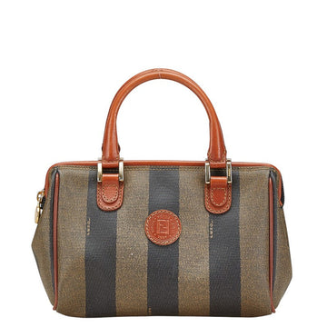 Fendi PVC Leather Pequin Handbag Boston Bag