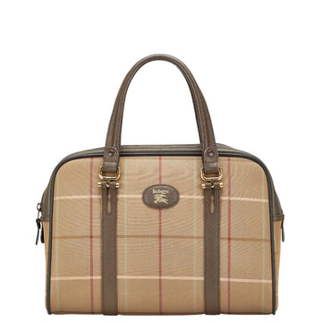 Burberry Check Canvas Leather Handbag