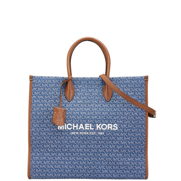 Michael Kors Denim Leather Mirella Large North South 2way Tote Bag