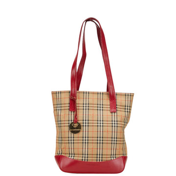 Burberry Nova Check Shadow Horse Canvas Leather Tote Bag