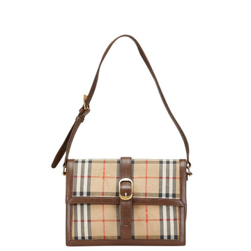 Burberry Shadow Horse Nova Check Canvas Leather Shoulder Bag