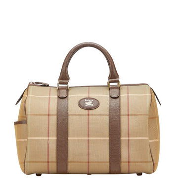 Burberry Check Canvas Leather Handbag