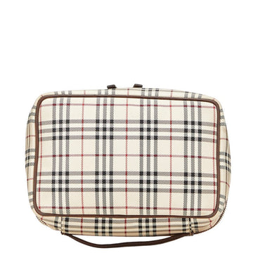 Burberry Nova Check Canvas Leather Handbag Pouch