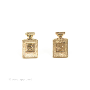 Chanel CC No5 Parfum Earrings Gold Tone 20C