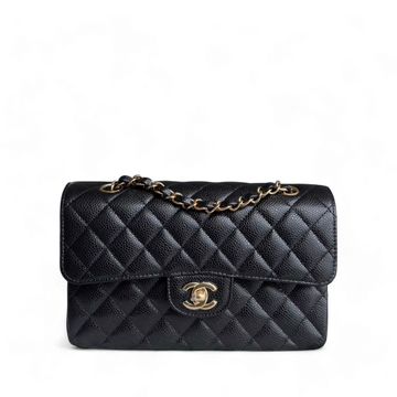 Chanel Classic Flap Small - Caviar 23CM Quilted Black Gold Hardware Microchip