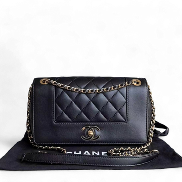 Chanel Mademoiselle Flap Bag - Small 23CM Quilted Lambskin Black Golden Hardware