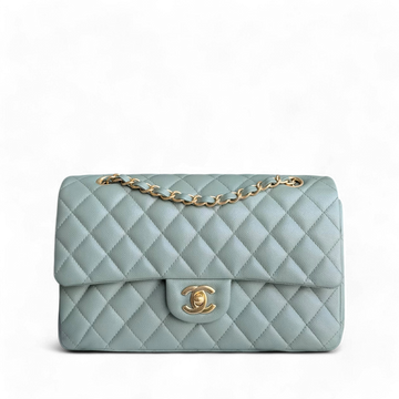 Chanel Classic Flap Medium - Caviar 25CM Quilted Light Green Gold Hardware Series 25