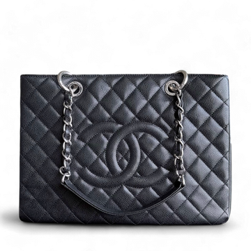 Chanel GST Grand Shopping Tote - Caviar Quilted Black Silver Hardware Series 18