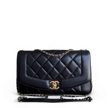 Chanel Diana Reissue - Quilted Lambskin 28CM Black Gold Hardware Series 20