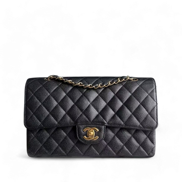 Chanel Classic Flap Medium - Caviar 25CM Quilted Black Gold Hardware Series 13