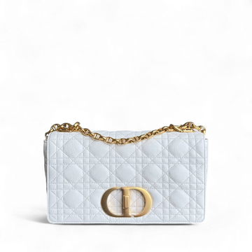 Dior Caro Medium - Cannage Grained Calfskin White Gold Hardware