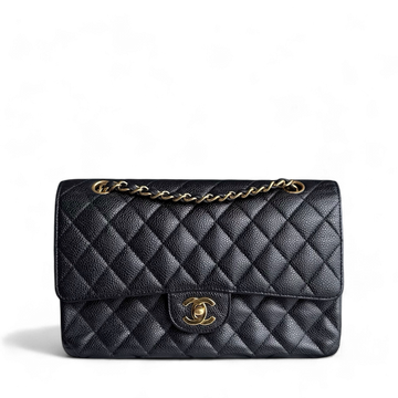 Chanel Classic Flap Medium - Caviar 25CM Quilted Black Gold Hardware Series 13