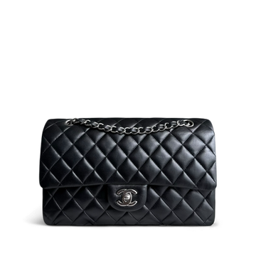 Chanel Classic Flap Medium - 25CM Quilted Lambskin Black Silver Hardware Series 20