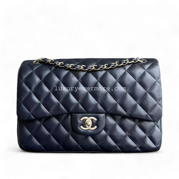 Chanel Classic Flap Jumbo Quilted Lambskin Dark Navy Blue Golden Hardware Series 20