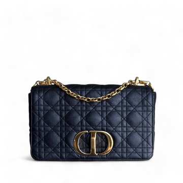 Dior Caro Medium - Cannage Grained Calfskin Black Gold Hardware