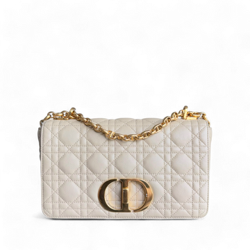 Dior Caro Medium - Cannage Calfskin Beige Gold Hardware
