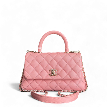 Chanel Coco Handle Small - Caviar Quilted Sakura Pink Gold Hardware Series 27