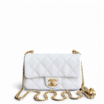 Chanel Flap Mini Sweetheart 23P - Caviar Quilted White Gold Hardware Microchip