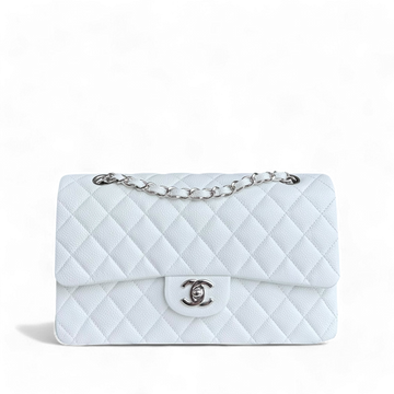 Chanel Classic Flap Medium - Caviar 25CM Quilted Snow White Silver Hardware Series 19