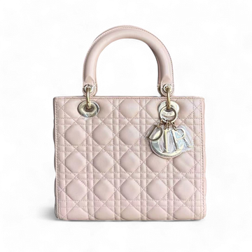 Lady Medium Cannage Lambskin Light Nude Blush Pink Golden Hardware
