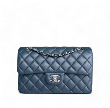 Chanel Classic Flap Small - 23CM Quilted Lambskin Dark Blue Silver Hardware Series 26
