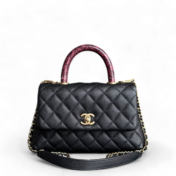 Chanel Coco Handle Small - Caviar Quilted Exotic Handle Black Gold Hardware Series 26