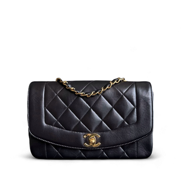 Chanel Diana Small - 23CM Quilted Lambskin Black Gold Hardware Series 3