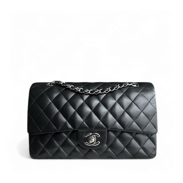 Chanel Classic Flap Medium - 25CM Quilted Lamsbkin Black Silver Hardware Series 10
