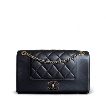 Chanel Mademoiselle Medium - 25CM Quilted Lambskin Black Gold Hardware Series 21 & Half of amount for Chanel Classic Flap BLACK CAVIAR GHW MEDIUM & Balance of Chanel Classic Flap Medium - Caviar 25CM Quilted Cream white Gold Hardware
