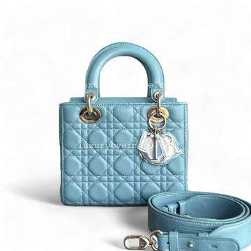 Dior Lady Small - Cannage Lambskin MyABC Cyan Green Blue Golden Hardware ABC