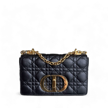 Dior Caro Small - Cannage Calfskin Black Gold Hardware