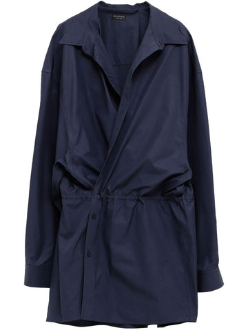 Balenciaga Women Elasticated Waistband Cotton Shirt Mini Dress