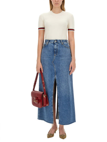 Gucci Women Extrafine Wool Sweater With Web Detail