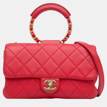 Red Medium Lambskin In The Loop Flap