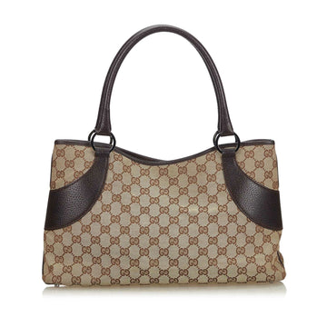 G*G Brown Canvas Fabric CS Tote Bag Italy