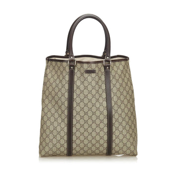 G*G Brown Beige Coated Canvas Fabric CS Supreme Tote Bag Italy