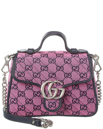 Gucci Gg Marmont 2.0 Top Handle Canvas & Leather Bag