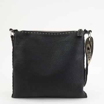 FENDI Selleria Leather Shoulder Bag Crossbody Bag Black 8BT109