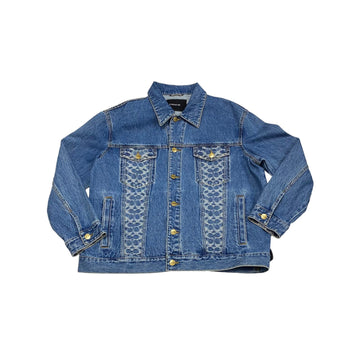 Jacket Designer By Coach In Blue Denim, Size: Xl