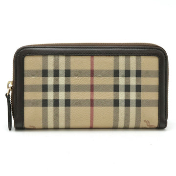 Burberry Shadow Horse Check PVC Leather Long Zip Wallet
