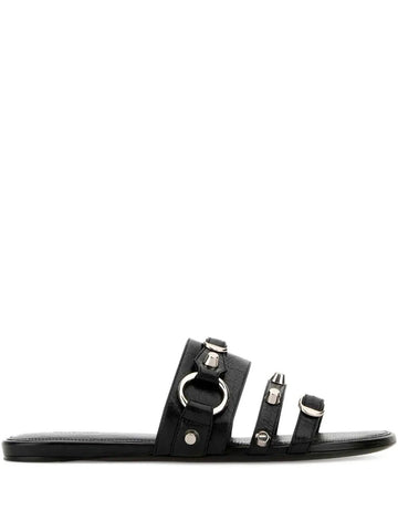 Balenciaga Women City Flat Mule In Arena Lambskin