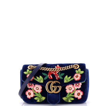 EC Marmont Flap Bag Embroidered Matelasse Velvet Small