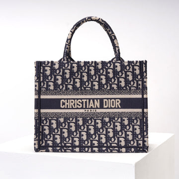 DIR1286 Book Tote CHRISTIAN mini 26.5cm Oblique blue-3 Embroidery Handbag