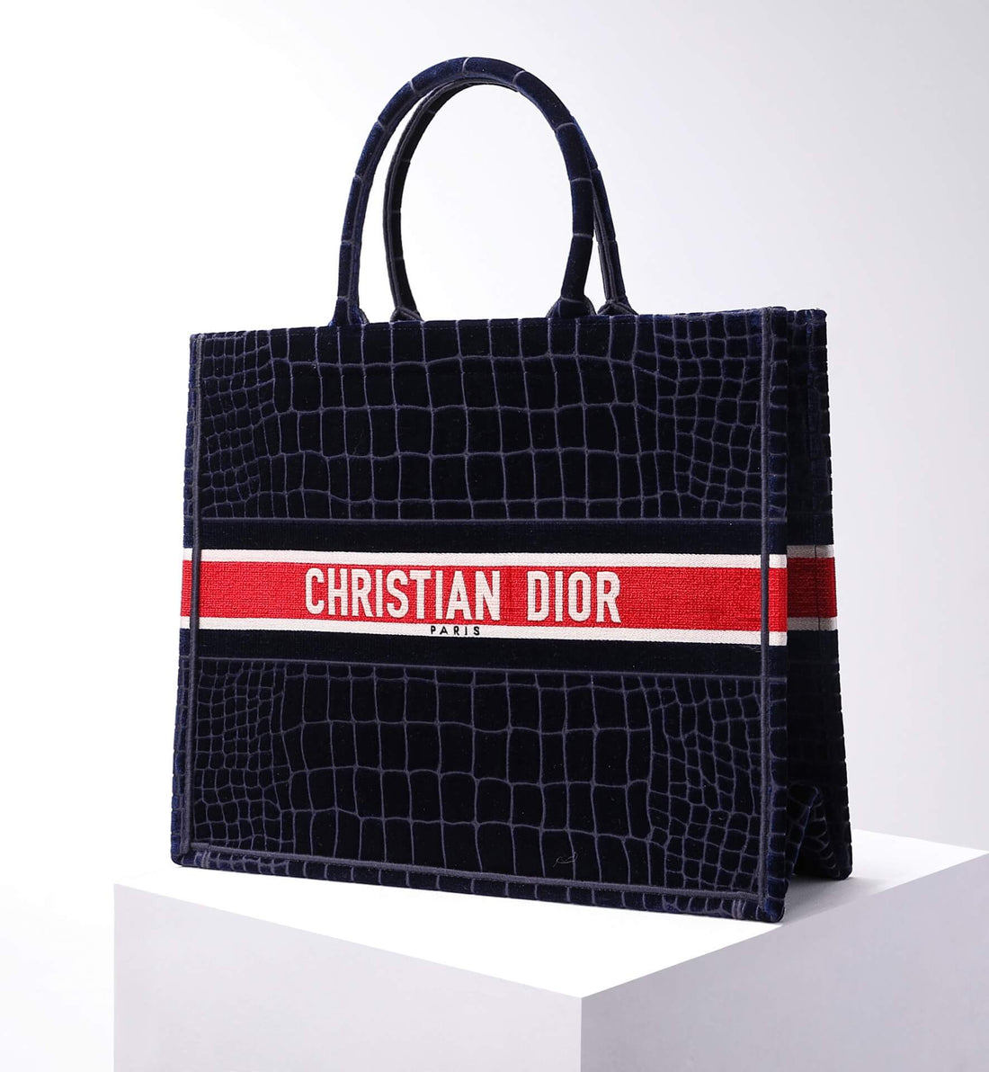 DIR1286 Book Tote BIG size 41.5cm 36.5cm Embroidery LOGO red Handbag black