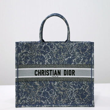 DIR1286 Book Tote big size 36.5cm 41.5cm Oblique Embroidery blue