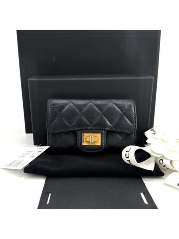 Vintage lambskin 2 55 gold flap card wallet Chanel