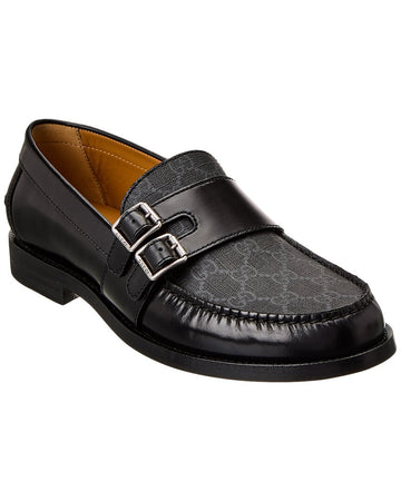 Gucci Gg Buckle Gg Supreme Canvas & Leather Loafer