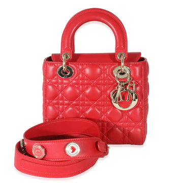 DIOR - Red Cannage Lambskin Lucky Badges Small My Lady Dior Bag